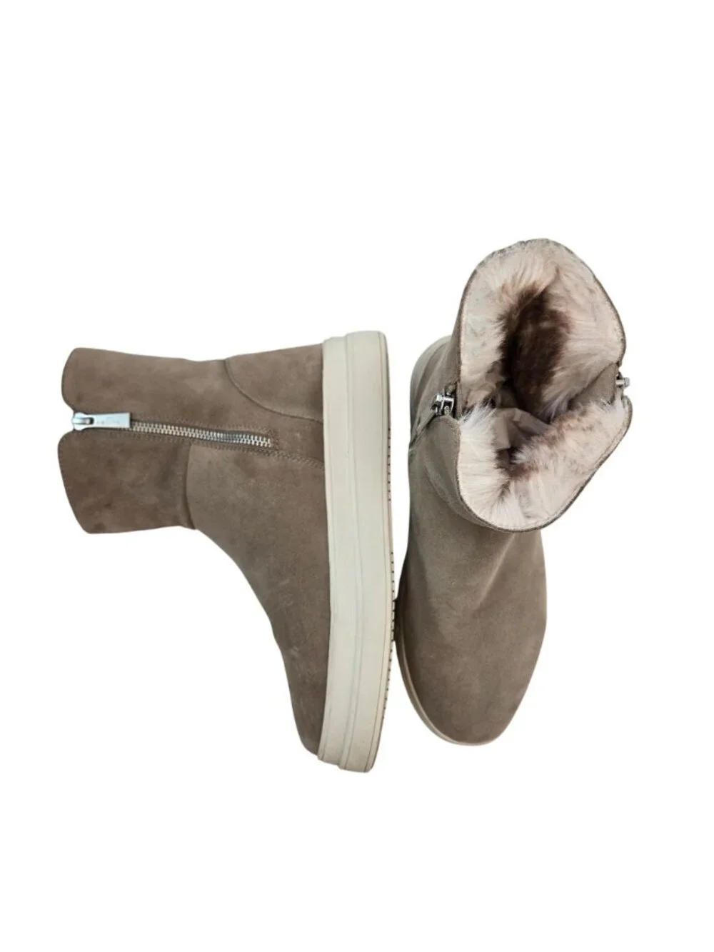J/Slides Tristan Waterproof Suede Leather Boots with Faux Fur Lining Size 9